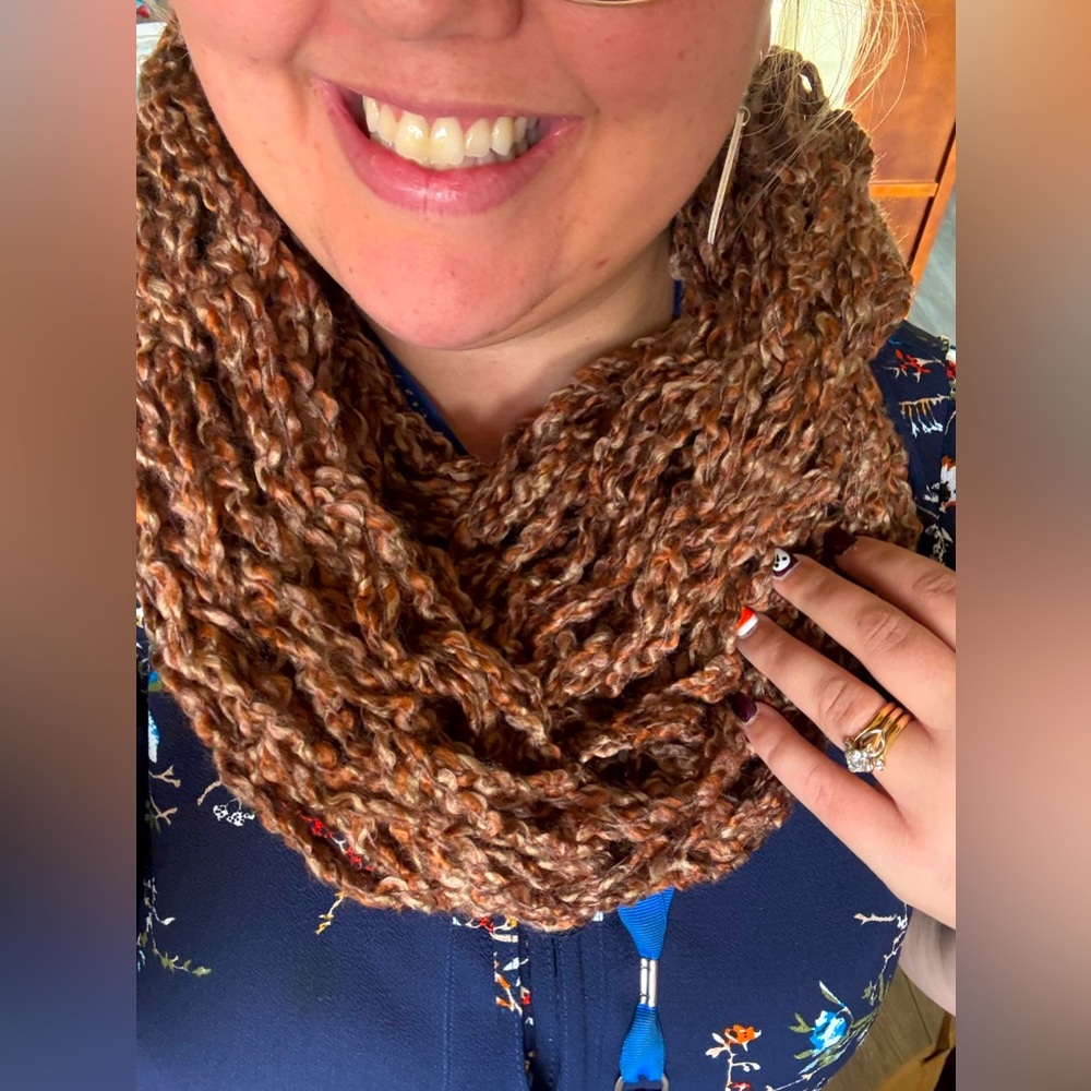 Handmade Soft Brown Arm Knit Scarf